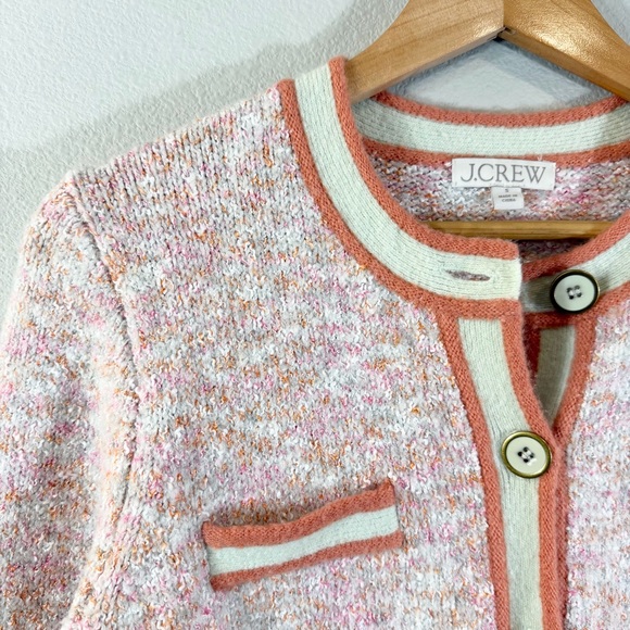 J. Crew Marled Sweater Lady Jacket Size S Pink Cream Orange Knit Preppy Spring - Picture 3 of 11